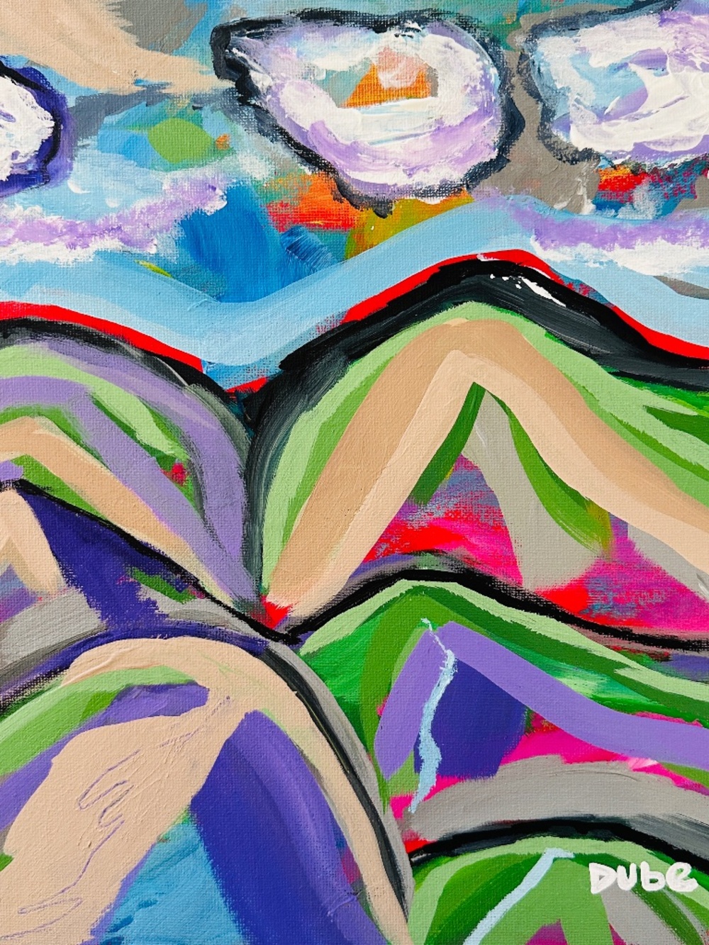 Original Painting Abstract Mountain Landscape 12x12" Canvas Panel
